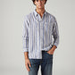 Men's Striped Slim Fit Linen Shirt - Styleshot View