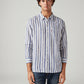 Men's Striped Slim Fit Linen Shirt - Front View