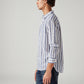 Men's Striped Slim Fit Linen Shirt - Side View