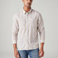 Men's Striped Slim Fit Linen Shirt - Front View