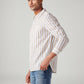 Men's Striped Slim Fit Linen Shirt - Side View