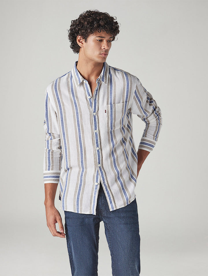 Men's Striped Slim Fit Dobby Shirt
