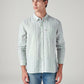 Men's Striped Slim Fit Linen Shirt - Front View