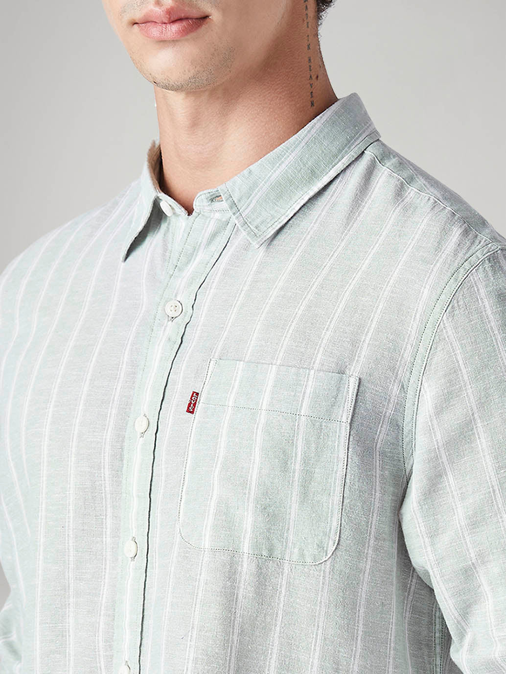 Men's Striped Slim Fit Linen Shirt - 20 View