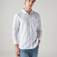 Men's Striped Slim Fit Linen Shirt - Styleshot View