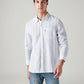 Men's Striped Slim Fit Linen Shirt - Front View