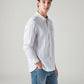 Men's Striped Slim Fit Linen Shirt - Side View