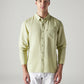 Men's Solid Slim Fit Linen Shirt - Front View