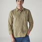 Men's Solid Slim Fit Corduroy Shirt - Front View