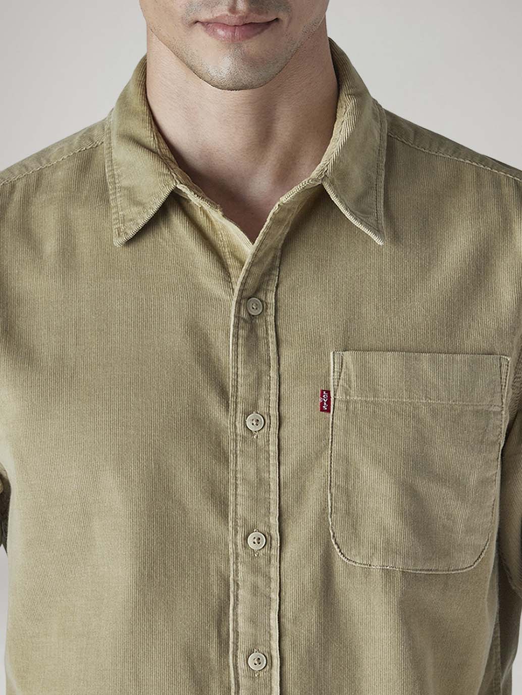 Men's Solid Slim Fit Corduroy Shirt - 20 View