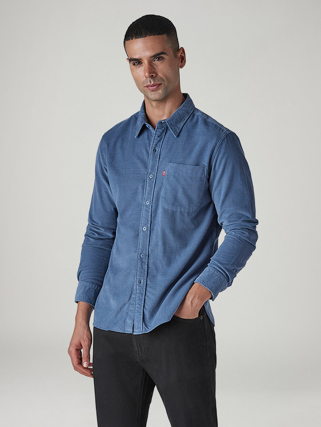 Men's Solid Slim Fit Corduroy Shirt