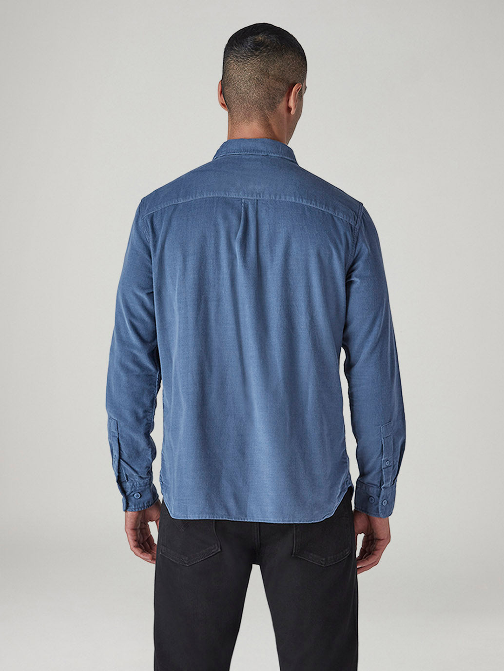 Men's Solid Slim Fit Corduroy Shirt - Back View