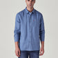 Men's Solid Slim Fit Linen Shirt - Front View