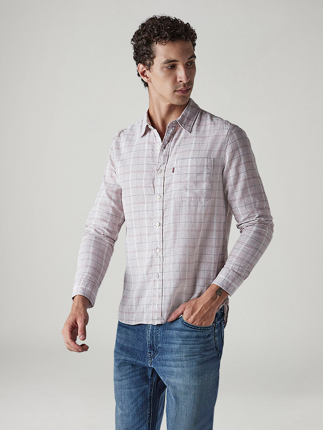Men's Checkered Slim Fit Linen Shirt