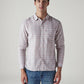 Men's Checkered Slim Fit Linen Shirt - Front View