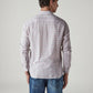 Men's Checkered Slim Fit Linen Shirt - Back View