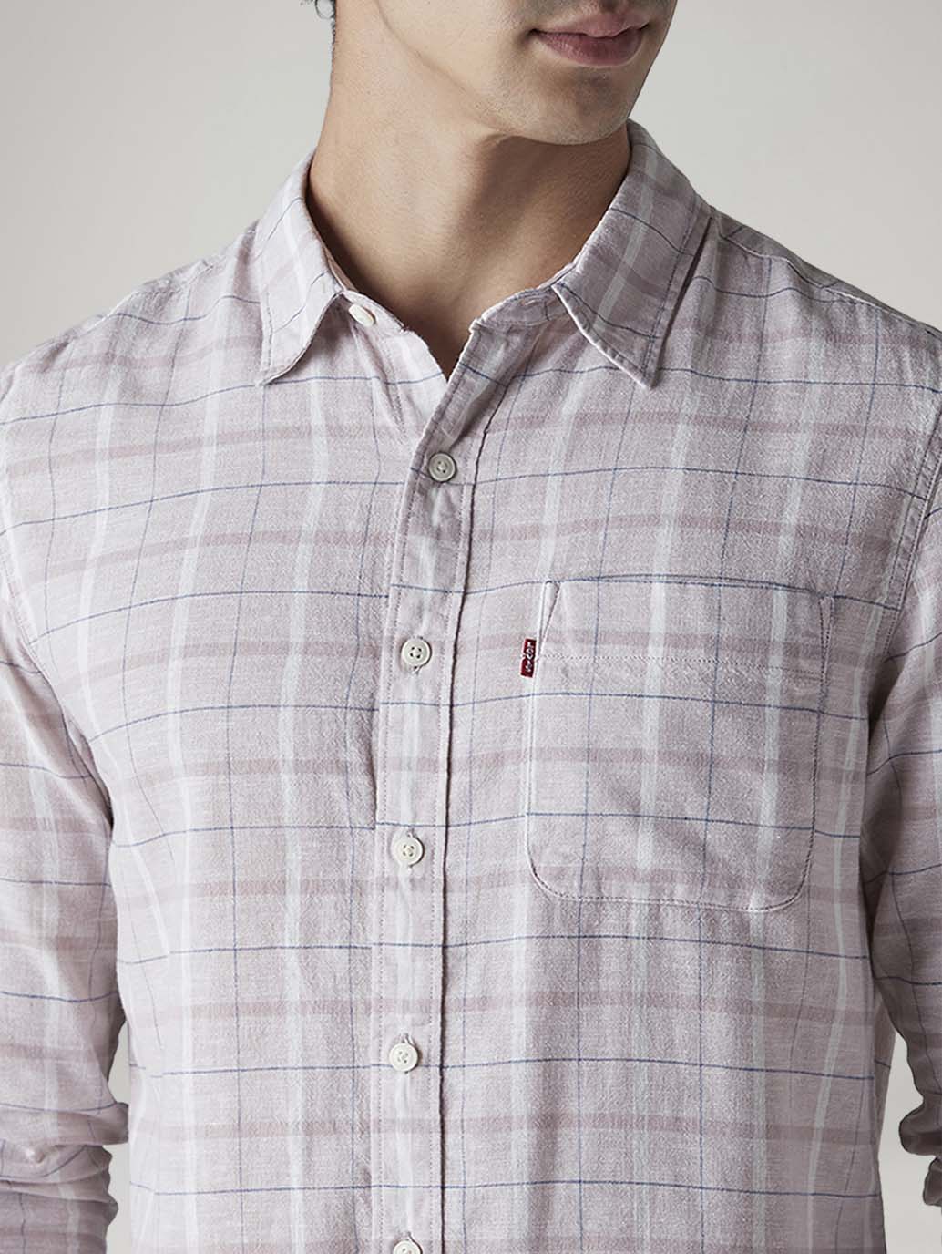 Men's Checkered Slim Fit Linen Shirt - 20 View