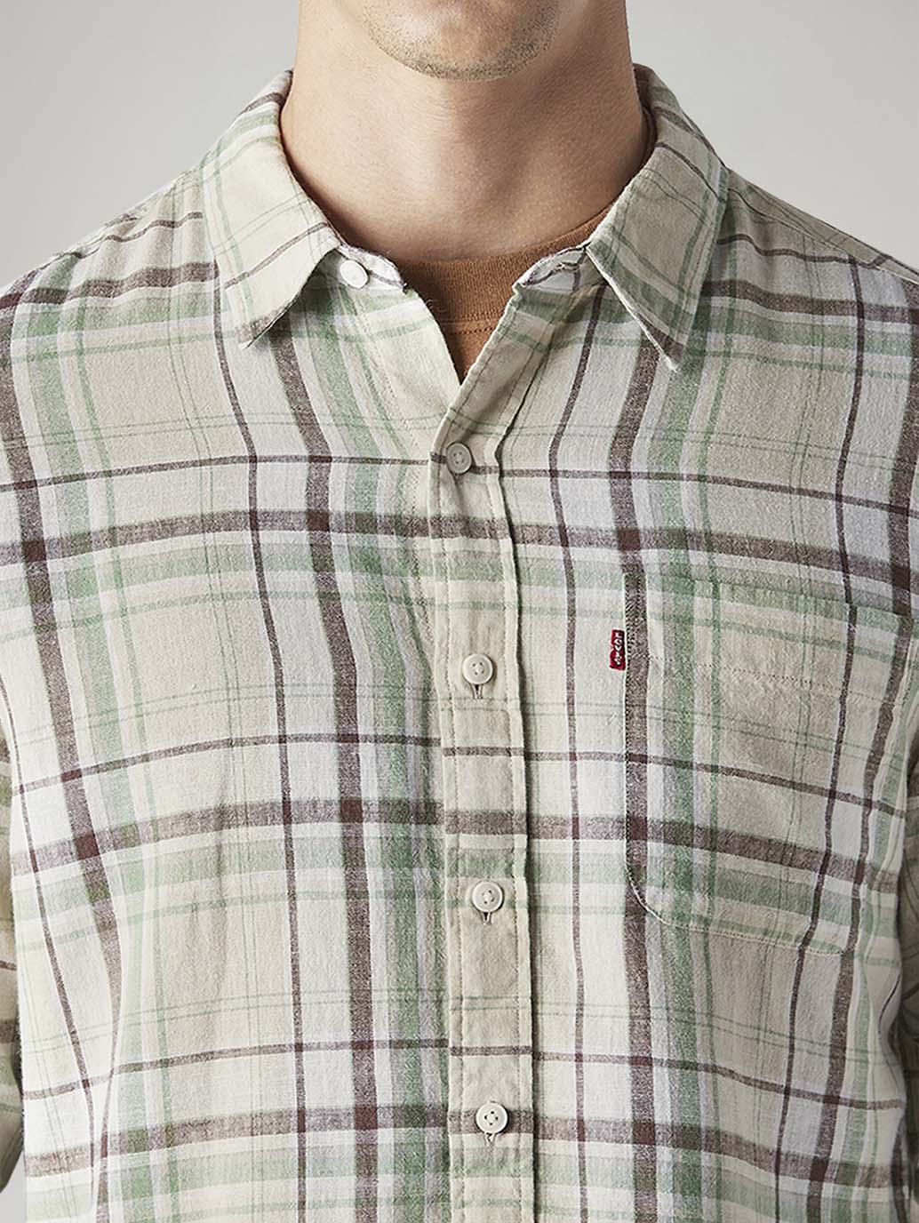 Men's Checkered Slim Fit Linen Shirt - 20 View
