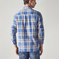 Men's Checkered Slim Fit Linen Shirt - Back View