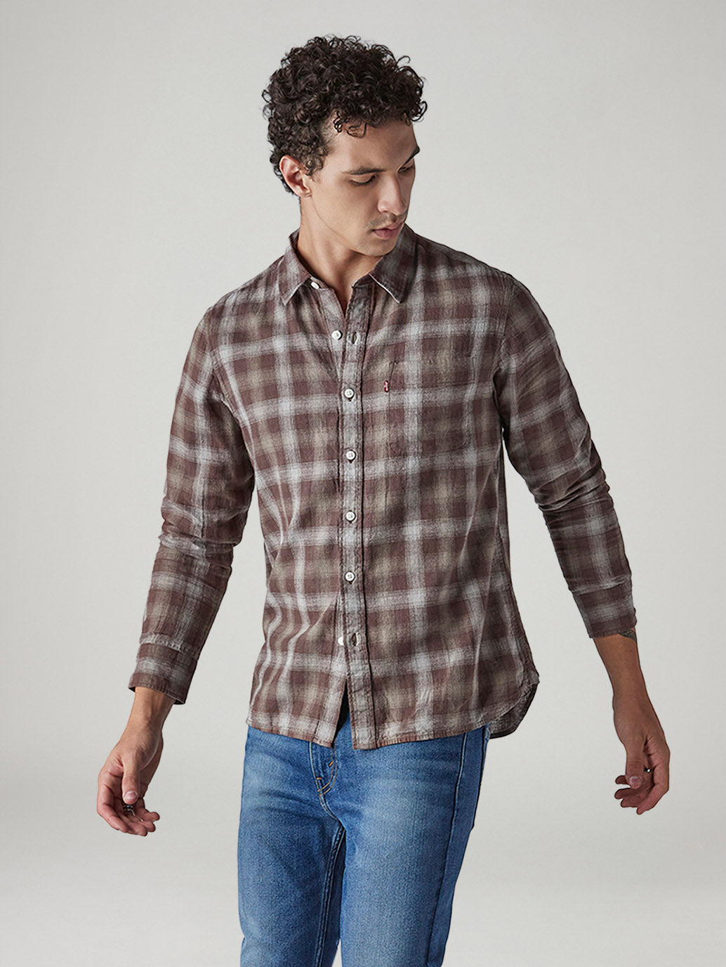 Men's Checkered Slim Fit Linen Shirt