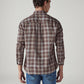 Men's Checkered Slim Fit Linen Shirt - Back View