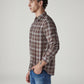 Men's Checkered Slim Fit Linen Shirt - Side View