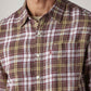 Men's Checkered Slim Fit Linen Shirt - Detail View