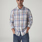 Men's Checkered Slim Fit Linen Shirt - Styleshot View