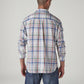 Men's Checkered Slim Fit Linen Shirt - Back View