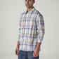 Men's Checkered Slim Fit Linen Shirt - Side View