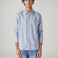 Men's Striped Slim Fit Linen Shirt - Front View