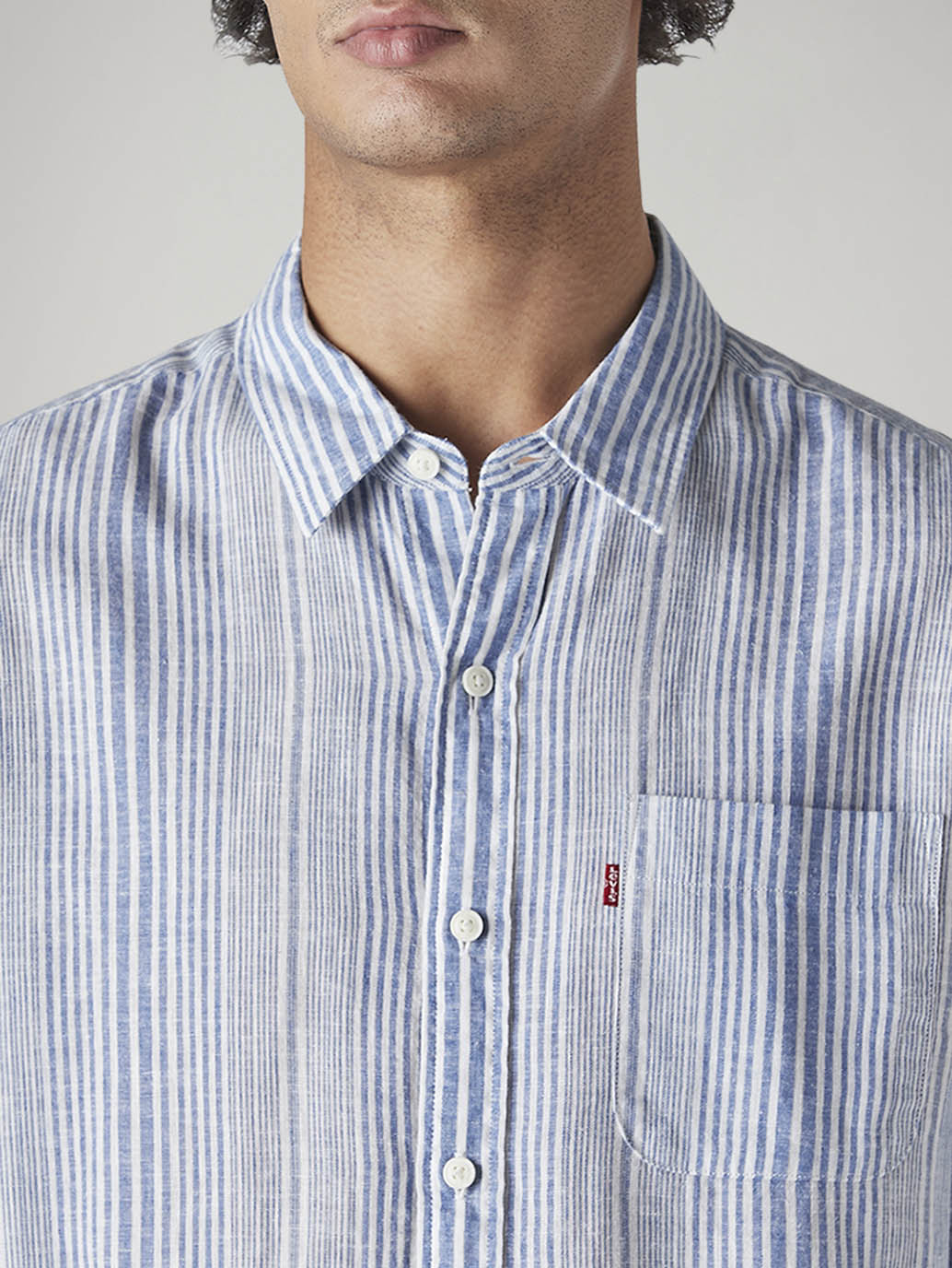 Men's Striped Slim Fit Linen Shirt - 20 View