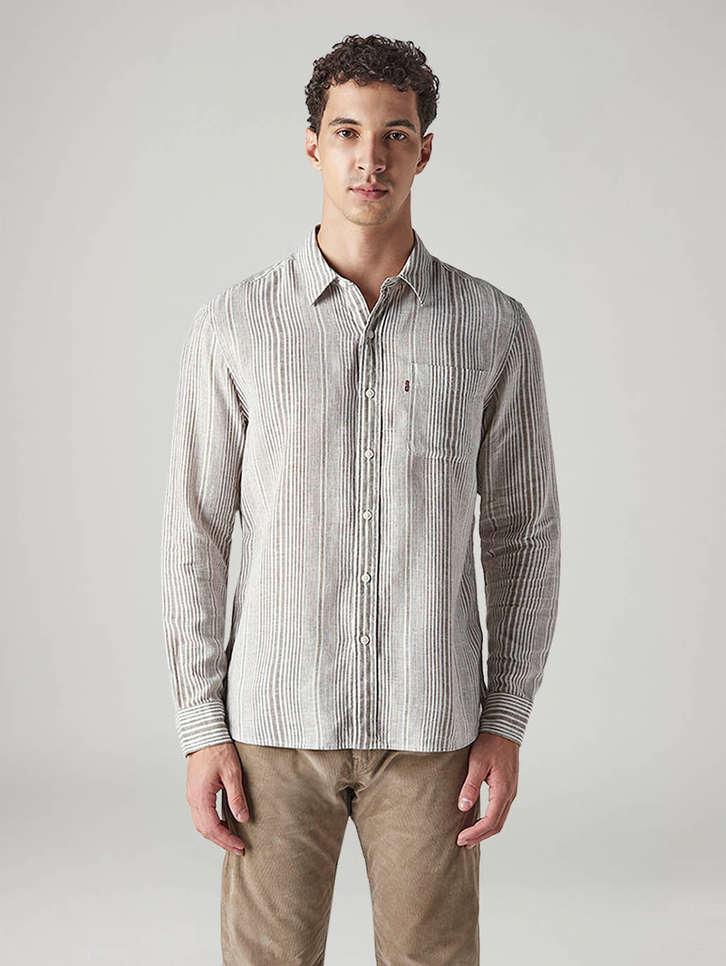 Men's Striped Slim Fit Linen Shirt - 20 View