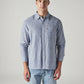 Men's Striped Slim Fit Linen Shirt - Front View