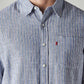 Men's Striped Slim Fit Linen Shirt - Detail View