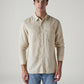 Men's Striped Slim Fit Linen Shirt - Front View