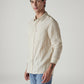 Men's Striped Slim Fit Linen Shirt - Side View
