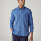 Men's Striped Slim Fit Linen Shirt - Front View