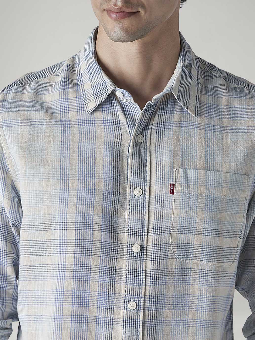 Men's Checkered Slim Fit Linen Shirt - 20 View