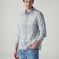 Men's Checkered Slim Fit Linen Shirt - Side View
