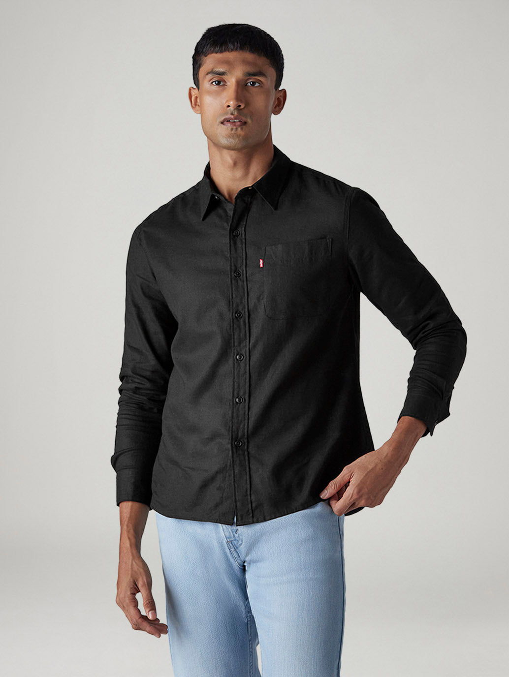Men's Solid Slim Fit Shirt - Front View
