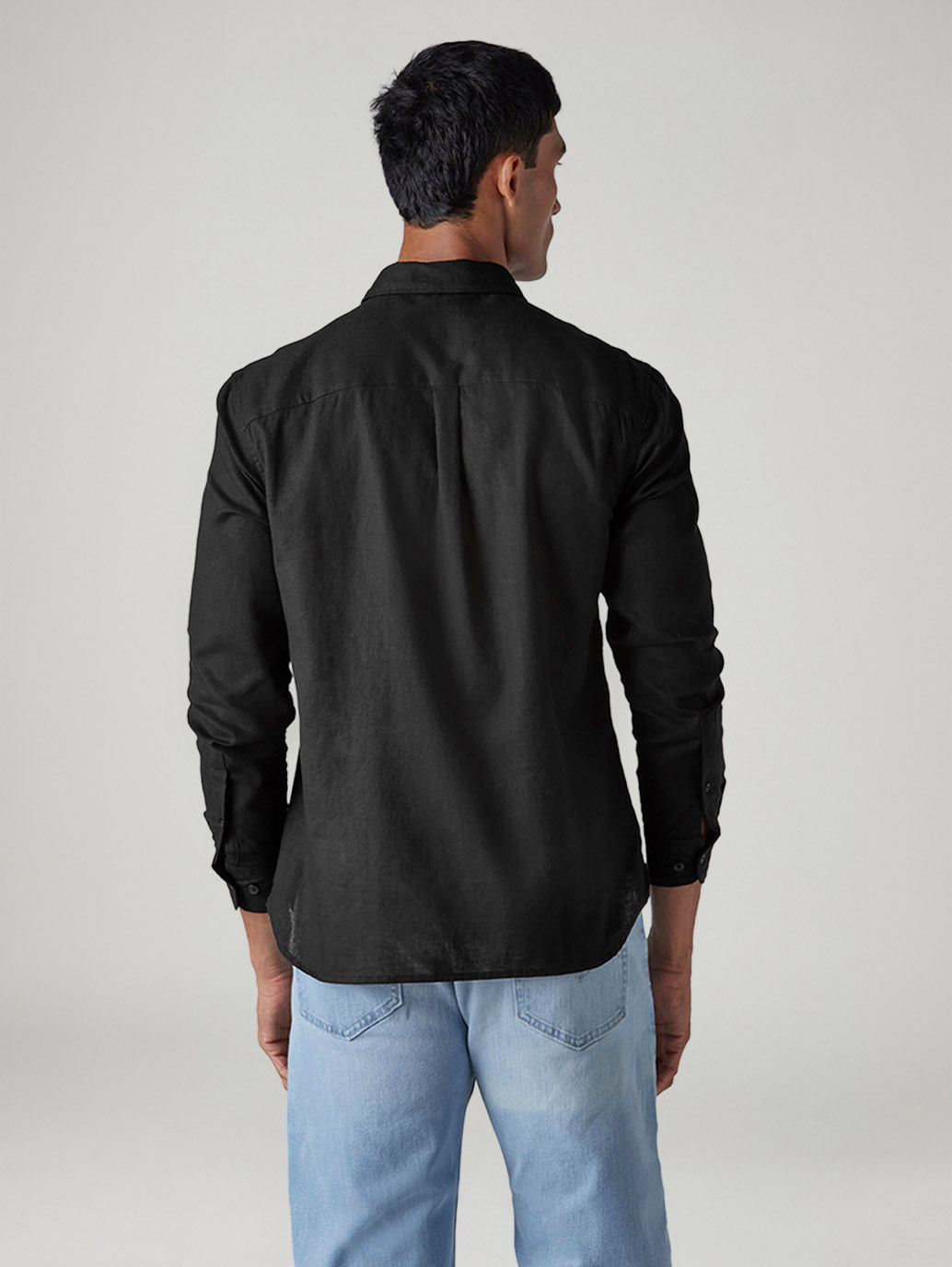 Men's Solid Slim Fit Shirt - Back View