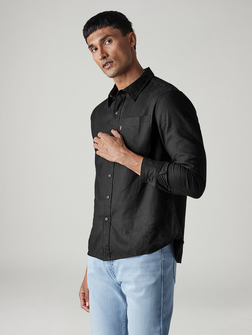Men's Solid Slim Fit Shirt - Side View