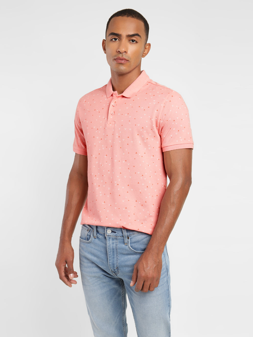 Men's Pink Polo Collar T-Shirt