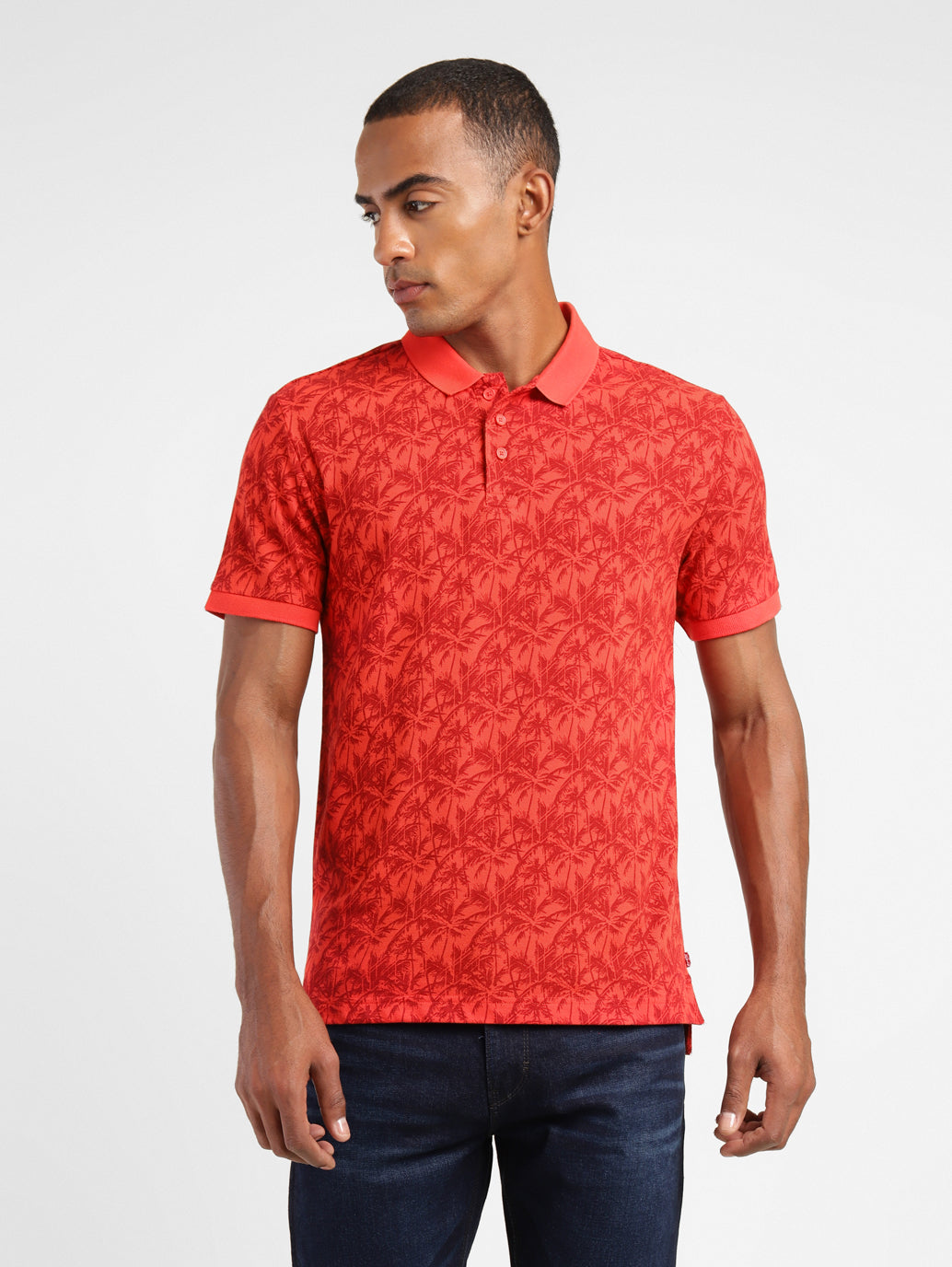 Men's Tropical Print Polo T-Shirt