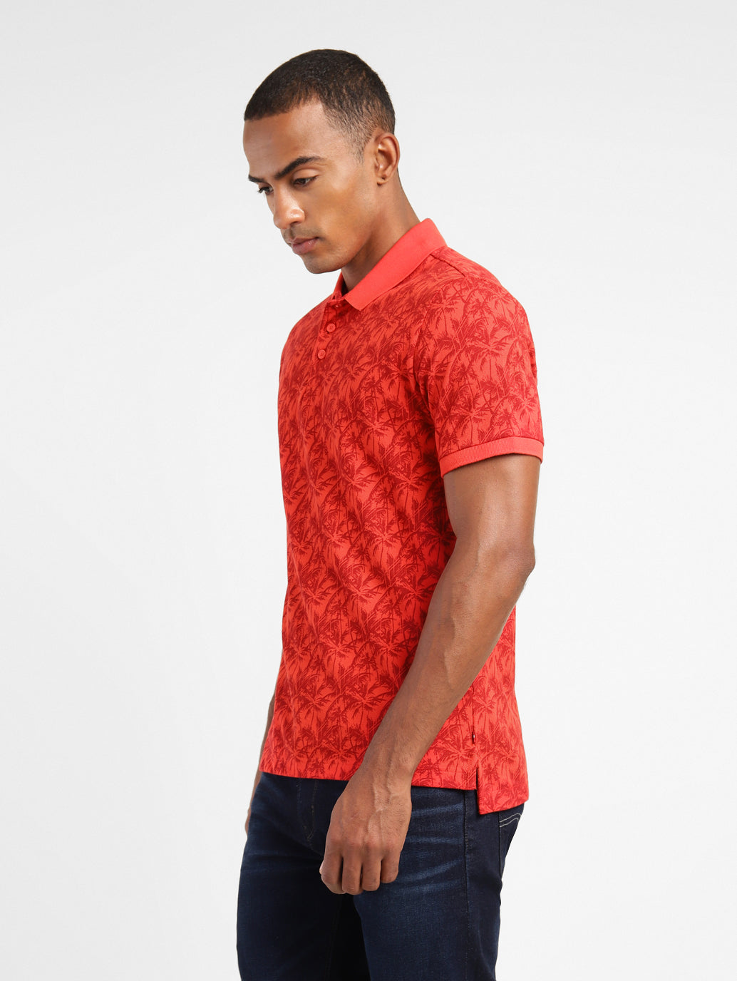 Men's Tropical Print Polo T-Shirt