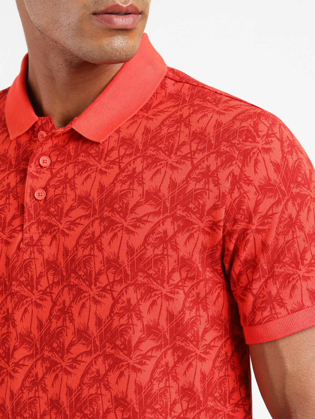 Men's Tropical Print Polo T-Shirt