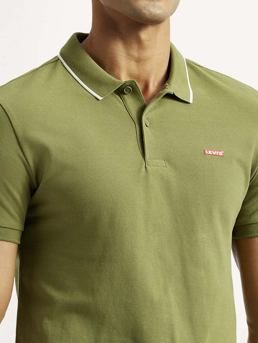 Men's Solid Polo T-shirt - Detail View