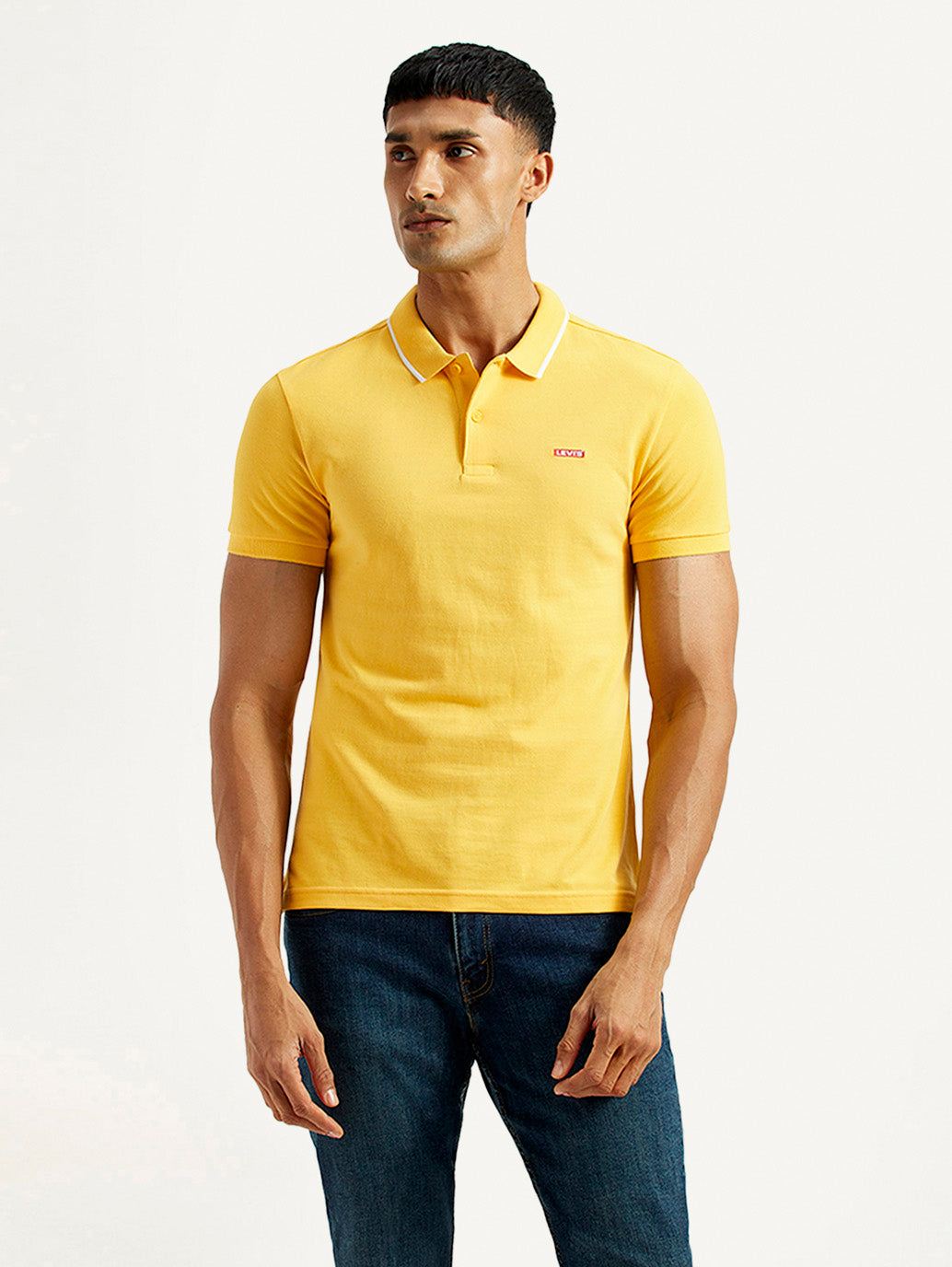 Men's Solid Polo T-shirt - Front View