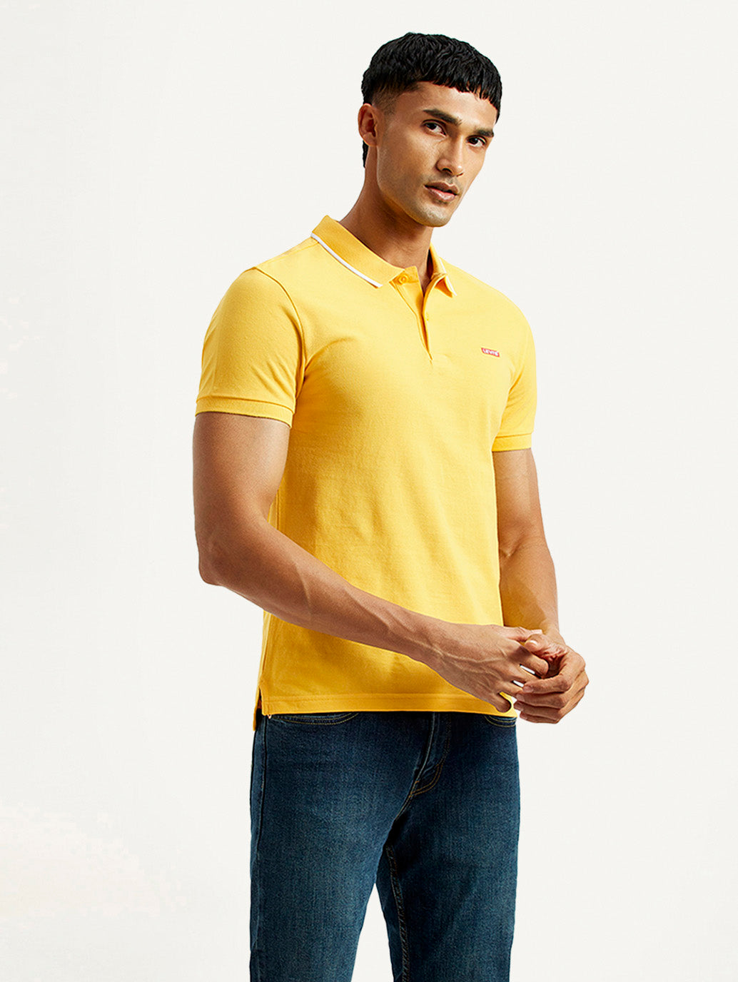 Men's Solid Polo T-shirt - Side View